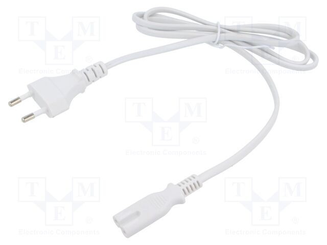 Cablu 2x0,5mm2 CEE 7/16 mufă IEC C7 mamă 1,2m alb POS
