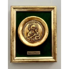 Maica cu Pruncul &ndash; icoană din ceramică și foiță aurie