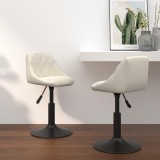 Set 2 Scaune Bucatarie Pivotante Gossi, Crem Catifea, Inaltime Reglabila, Rotire 360&deg;, Cadru Otel, Moderne