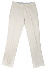 Pantaloni eleganti pentru barbati, cu gaici pentru curea, talie regular, Crem foto