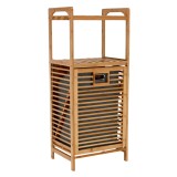 Cos de rufe bambus natur si textil gri Keri 40x30x95 cm