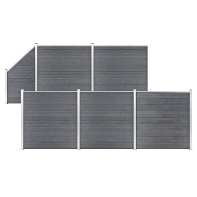 Set panouri gard, 5 pătrate + 1 oblic, gri, 965 x 186 cm, WPC foto