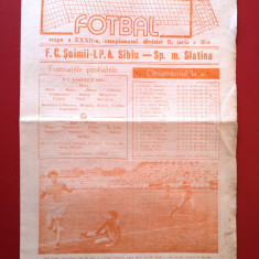 Program meci fotbal "SOIMII" IPA SIBIU - Sportul Muncitoresc Slatina(15.06.1986)