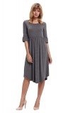 D542-18 Rochie midi casual, model lejer, cu maneci trei sferturi, S/M