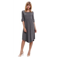 D542-18 Rochie midi casual, model lejer, cu maneci trei sferturi