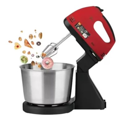 Mixer 2-&amp;icirc;n-1 RAF R6637R,de m&amp;acirc;nă și masă, 250W, 7 viteze, bol inox 2L, roșu-negru foto