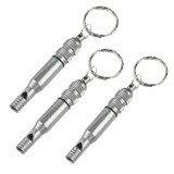 Cumpara ieftin Set 3 Fluiere Urgență Aluminiu cu Inel Breloc, 7.6cm, Camping, Drumetii, EDC