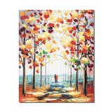 Tablou indragostiti pictat manual, Impreuna spre viitor, stilizat, 50x40cm ulei pe panza in cutit efect 3D