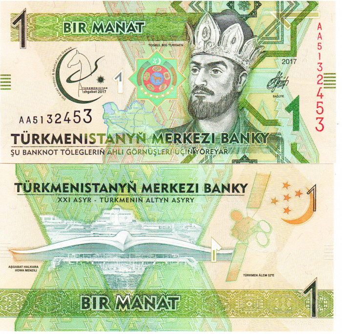 Turkmenistan 1 Manat 2017 Comemorativa UNC