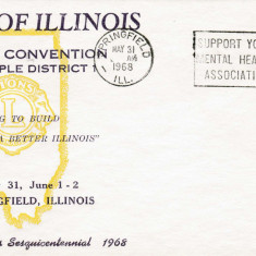 Plic LIONS CLUB,Springfield, Ilinois, America, 31 Mai - 1-2 Iunie 1968