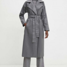 Answear Lab palton femei, culoarea gri, de tranzitie