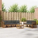 vidaXL Set de canapele de exterior cu pernă 8 pcs Natural și Antracit 3366100