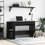 vidaXL Birou cu raft Stejar negru 140 x 50 x 75 cm Lemn compozit 879649
