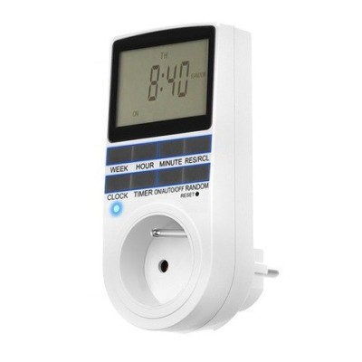 Priza programabila, digitala, 16A, display LCD, tensiune 230V 50 Hz, alb foto