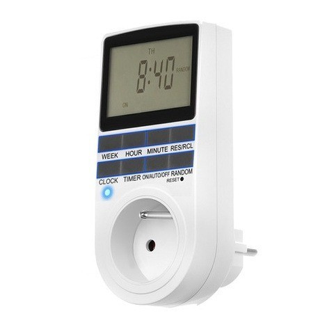 Priza programabila, digitala, 16A, display LCD, tensiune 230V 50 Hz, alb