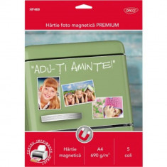 Hartie Foto Magnetica A4 DACO, 5 Coli/Top, 690 g/m?, pentru Imprimanta Ink-Jet, Hartie Foto, Hartie Foto Magnetica, Hartie Foto A4, Hartie Foto Lucioa foto