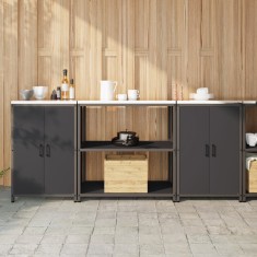 vidaXL Set de depozitare pentru bucătărie 3 pcs Negru 210 x 50 x 92 cm