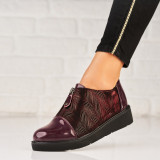 Pantofi dama casual Bordo din Piele Ecologica Intoarsa Mariama, 36