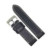 Curea Ceas Piele Naturala Neagra 24mm Cusatura Alba Robusta Barington Latime Catarama 24mm