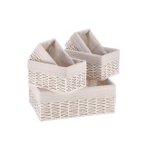 Cumpara ieftin Set 5 cosuri depozitare alb bej 21 x 13 x 11 cm, 25 x 17,5 x 13 cm, 40 x 30 x 15 cm