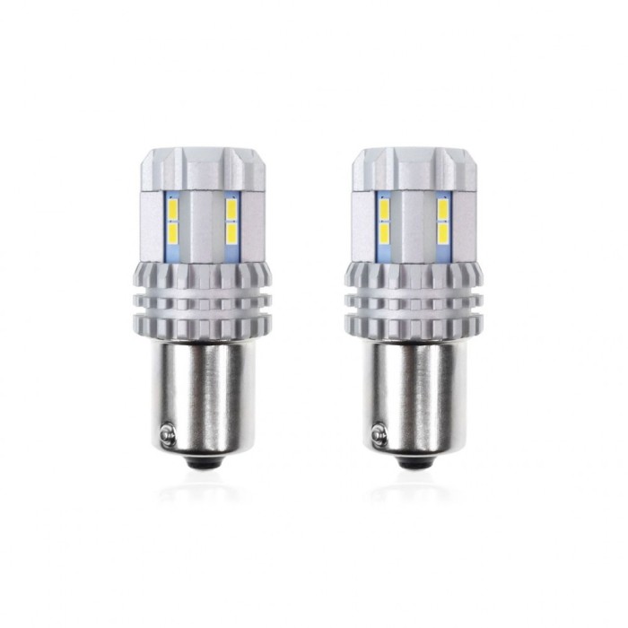 Set becuri auto cu LED CANBUS P21 R5W/R10W 22 SMD Alb 12V/24V AM02449.