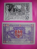 HOPCT BANCNOTA NOTGELD NR 58 - - SET 2 BUC - SI 5KASSENSCHEIN 10 SI 50 HELLER 1920 -AUSTRIA-UNC
