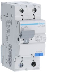 Siguranta diferential 10A 1P+N C 30mA 4.5Ka Hager AD860J