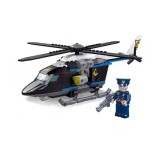 Set cuburi constructie elicopter politie cu figurina 194 piese