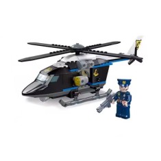 Set cuburi constructie elicopter politie cu figurina 194 piese