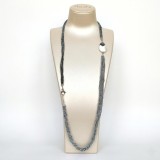 Cumpara ieftin Colier Lung Hematit Natural Pearl Drop, Argint 925 Placat Rodiu, Perla Sidefata, 90cm, Cutie Cadou inclusa, Made in Italy