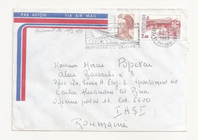 FD4 - Plic Circulat international Franta - Romania (Iasi ) , 1983 foto