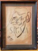 TABLOU, DAMADIAN CIK ( HACIK ) , PORTRET CARICATURAL , CARBUNE, 1943