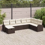 Cumpara ieftin Set de canapele pentru grădină cu pernă 8 pcs Maro Rattan poli