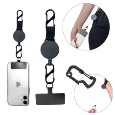 Breloc Suport Telefon Chei Salestore.ro&reg; &ndash; Fir Oțel 60cm, Carabină, Prindere Sigură, Drumeții, Husă Telefon