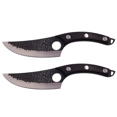 Set doua cutite macelarie IdeallStore&amp;reg;, lucrate manual, Huang Cook, 27.5 cm, negru, teaca piele foto