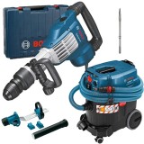 Bosch GSH 11 VC + GDE MAX + GAS 35 M AFC - Demolator SDS-Max 1700 W 23 J valiza plastic accesorii + Adaptor aspirare scule electrice + Aspirator umed-
