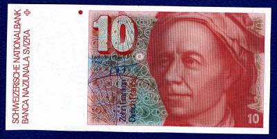 (9) BANCNOTA ELVETIA - 10 FRANCS ND (1979-1992), A 6-A EDITIE, STARE FOARTE BUNA foto