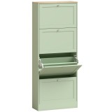 HOMCOM Dulap pentru &icirc;ncălțăminte 24 perechi, dulap cu 4 sertare rabatabile, polițe reglabile, 60x23,5x153cm, verde | Aosom Romania