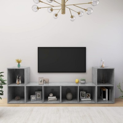 vidaXL Comode TV, 4 buc., gri beton,72x35x36,5 cm, PAL foto