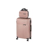 Set 2 Valize Leziter TraveLux Pro V, Roz-Auriu, ABS, Roti Duble 360&deg;, Cod Numeric, 100L