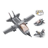 Set de Constructie Sluban 3-in-1 Avion militar, 125 piese, 219 mm lungime, pentru copii 6 ani+
