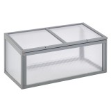 Outsunny Fr&uuml;hbeet Sopron din lemn și policarbonat 90 x 46 x 40 cm Șopron cu acoperire rezistentă la intemperii pentru grădină Plantbeet Gri | Aosom Ro