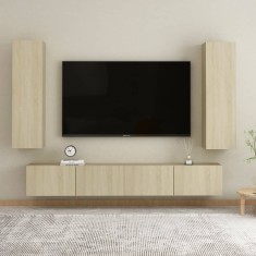 Set de dulapuri TV, 4 piese, stejar sonoma, lemn prelucrat foto
