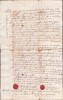 A3079N Contract de &icirc;mprumut cu zălogire de păm&acirc;nturi, act cu sigilii &icirc;n ceară roșie, 1826, comitatul Solnocul Interior, Transilvania, limba maghiară