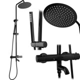 Set de dus cu termostat Lungo Black Metallic, REA
