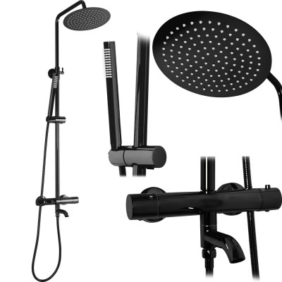 Set de dus cu termostat Lungo Black Metallic foto