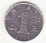 Moneda China 1 Yuan 2006 Crizantema Otel Nichel Stare Buna