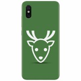 Husa silicon pentru Xiaomi Mi 8 Pro, Minimal Reindeer Illustration Green