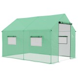 Outsunny Sera de gradina tunnel 2 x 3m, 6m&sup2; cu usa rulanta, 4 ferestre, - Otel galvanizat PE inalta densitate Verde | Aosom Romania