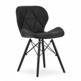 Scaun stil scandinav, Artool, Lago, piele ecologica, lemn, negru, 47.5x52x74 cm